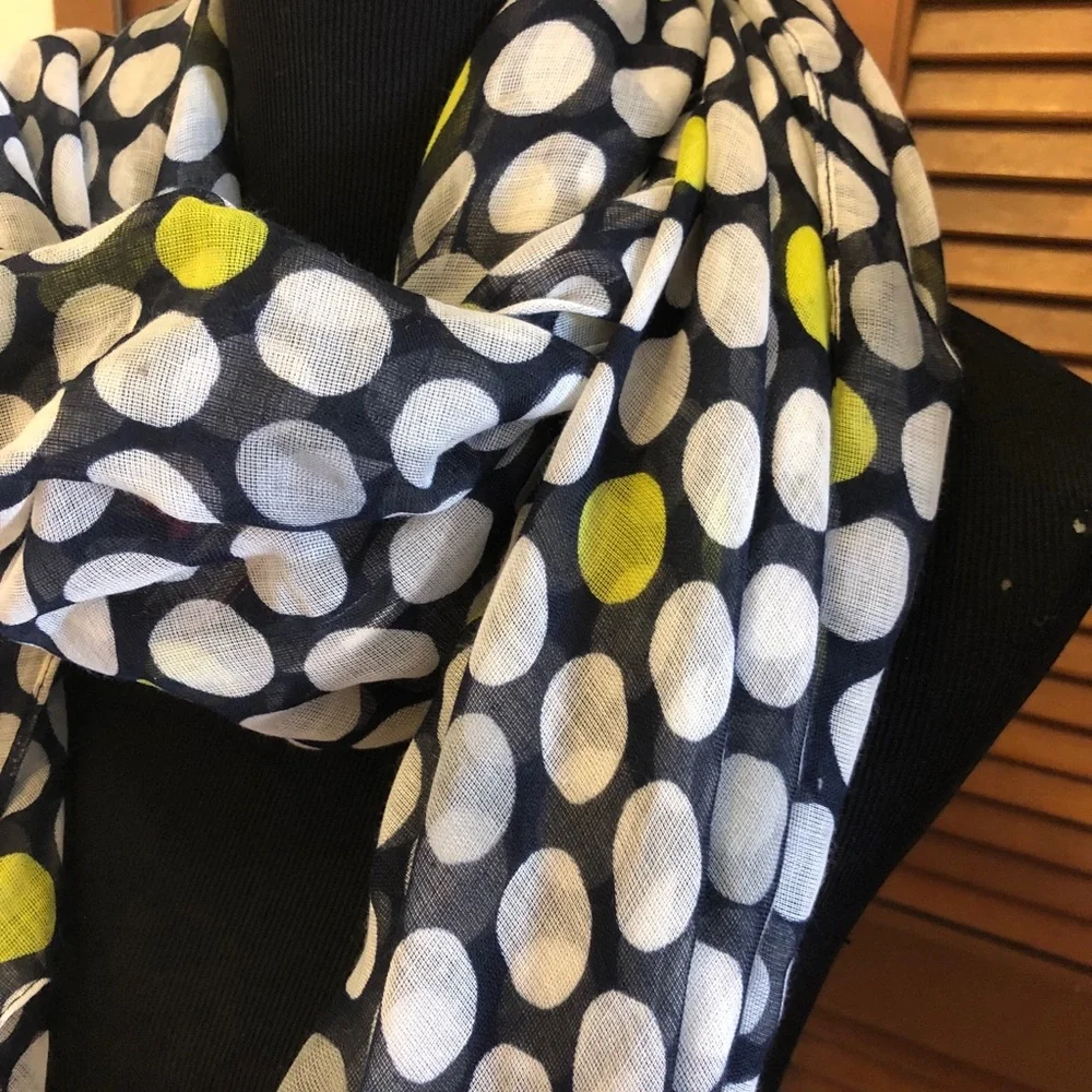 Merona polka dot scarf NWT Navy blue white yellow